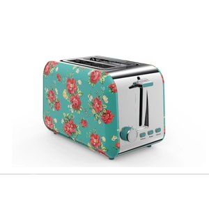 The Pioneer Woman Vintage Rose Floral Aqua Green 2 Slice Toaster